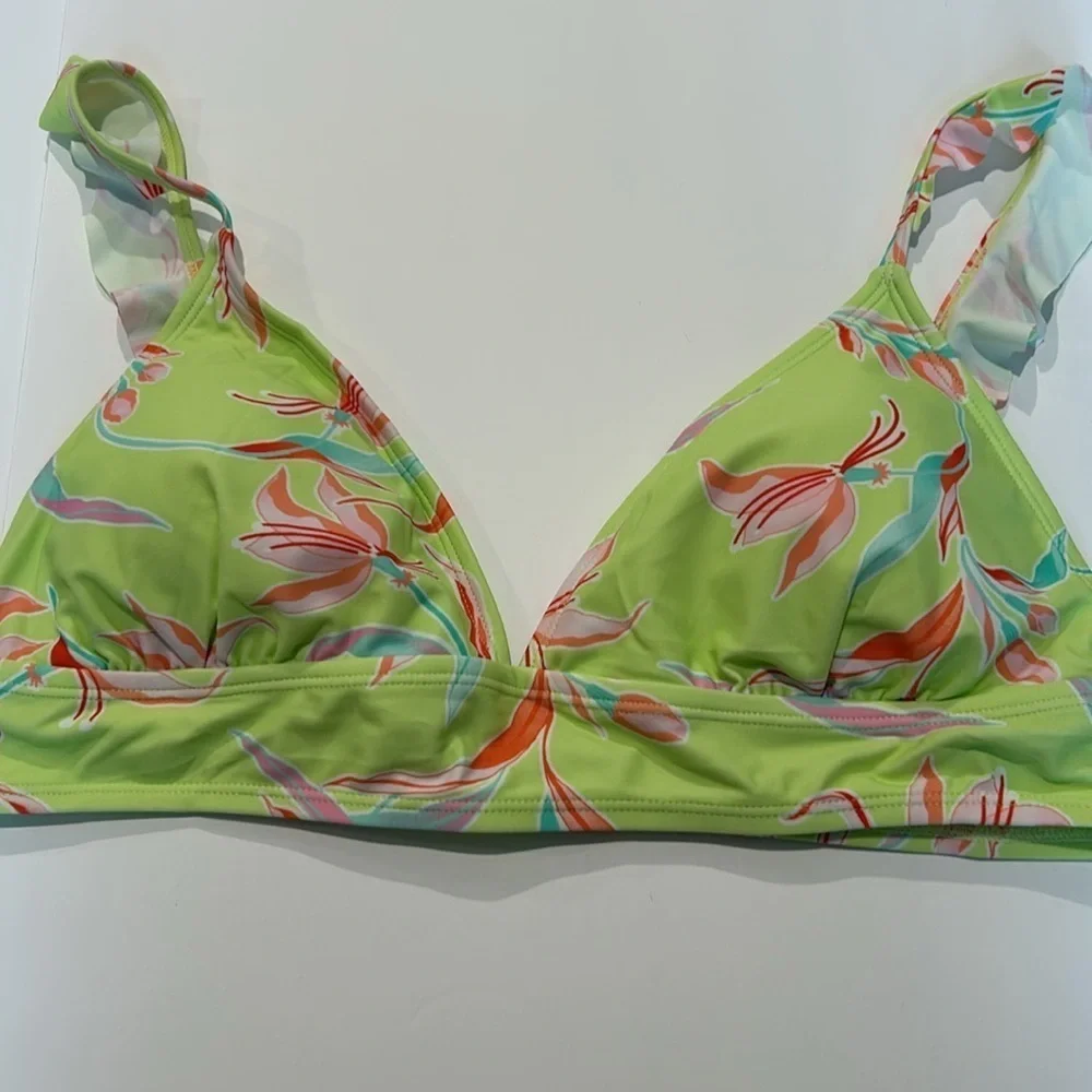 Ninety-Nine yellow tropical leaf print bikini top size XL new